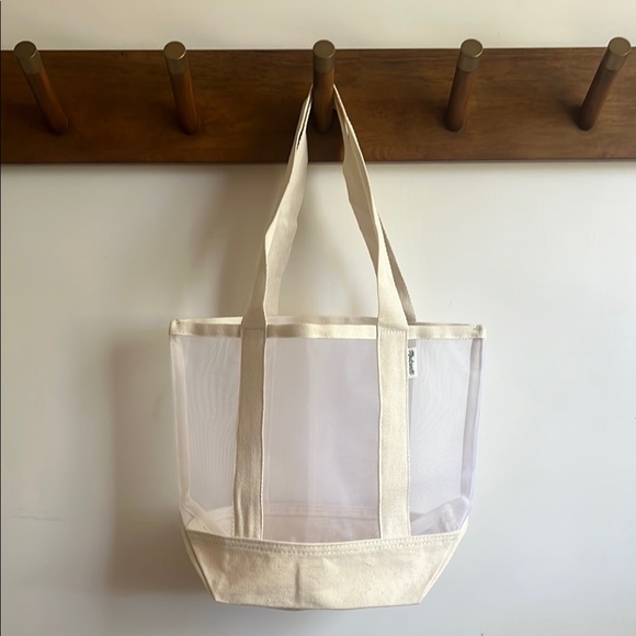Madewell Canvas and Mesh Mini Tote New! Off White - Picture 1 of 7